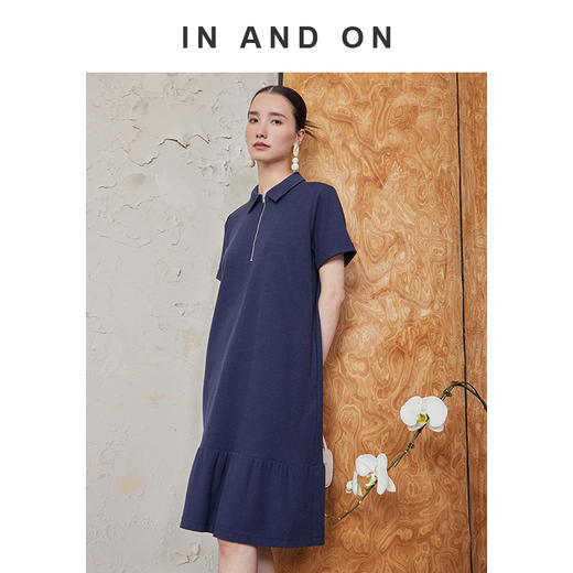 IN AND ON 都市球场 Polo领永迈小提花针织连衣裙54399 商品图3