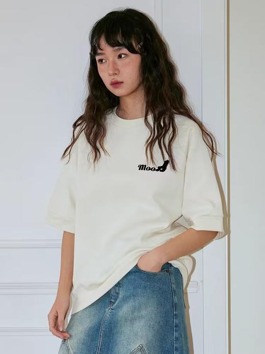 Mood Like Me/MTX2403/炸毛木木猫植绒螺纹插肩袖T恤 商品图1