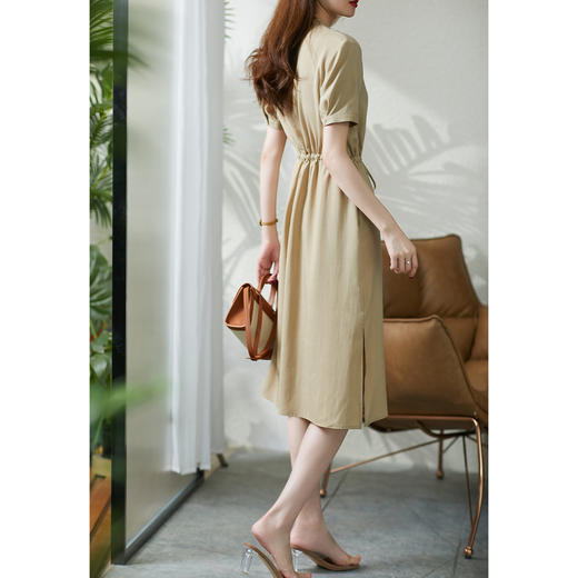 84615原形天丝连衣裙女收腰薄款2024春夏新款衬衫裙宽松显瘦中长款裙子 商品图4