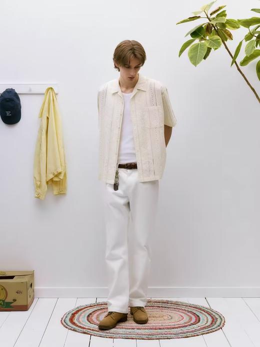 EviStub/E-4XCS93/镂空纹理全棉透气宽松休闲古巴短袖衬衫 商品图2