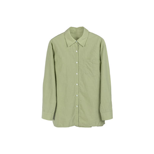 绽放旅行女装403朵/100%汉麻棉侧开衩微落肩套结短款长袖棉麻衬衫 商品图4