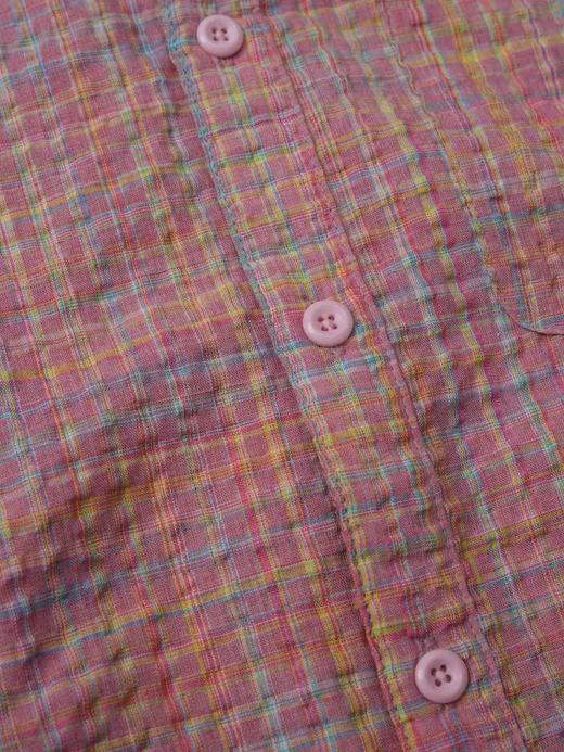 LIVINGTOWN/LT粉粉格纹泡泡纱短衬 商品图4