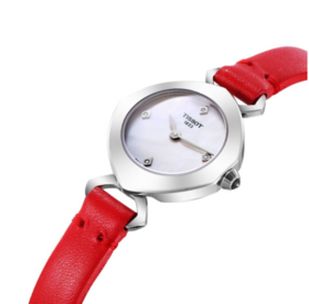 【时计廊】天梭（TISSOT）【送礼甄选】瑞士手表 伊婷系列时尚石英皮带皮表带女表送女友 T113.109.16.116.00 24.8mm