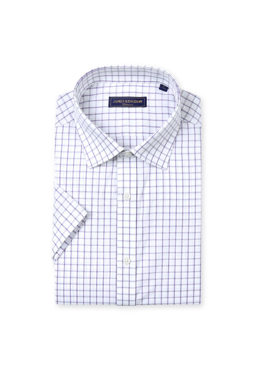 【棉混纺商务短袖   1件/99 2件/180 3件/258】占姆士男士新款条纹格纹净色多款多色休闲商务短袖衬衣 商品图4