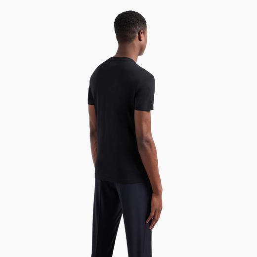【一】EMPORIO ARMANI 阿玛尼 男士带微型徽标贴片针织圆领短袖T恤 黑色 8N1TQ6 1JRGZ 0999 商品图2
