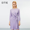 EITIE爱特爱秋季新款通勤OL压褶收腰紫色显瘦高腰连衣裙7907601 商品缩略图0
