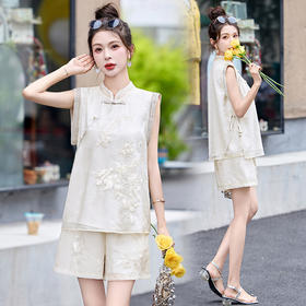 刺绣新中式，盘扣两件套裤HR-AQHUI24009