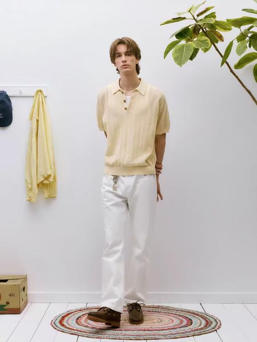 EviStub/E-4XMY625/四色可机洗钩针绞花透气复古翻领短袖POLO衫 商品图3