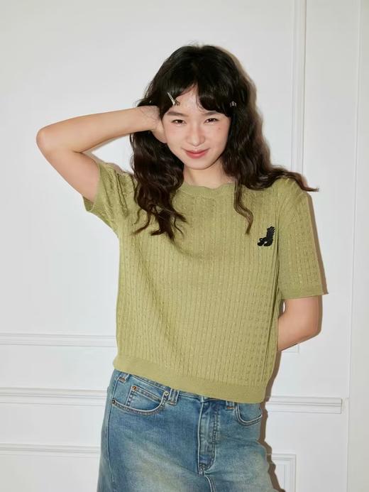 Mood Like Me/MMY2403/炸毛木木猫皮标纽花针织短袖 商品图0