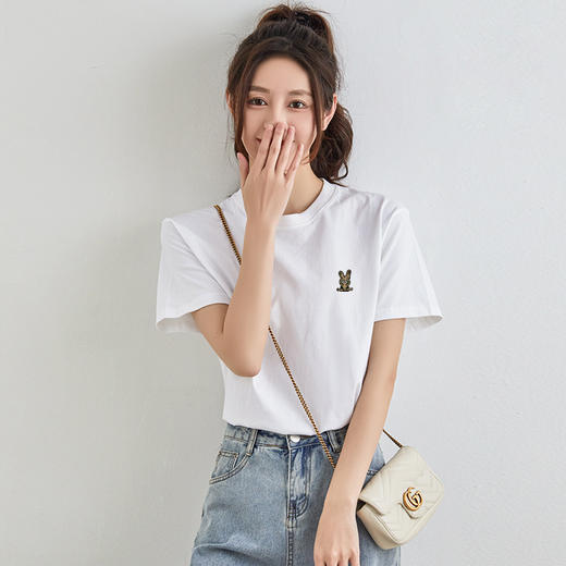 「19.9包邮！男女同款」多种花型短袖文化衫圆领短袖t恤印花logo男女同款上衣 商品图1