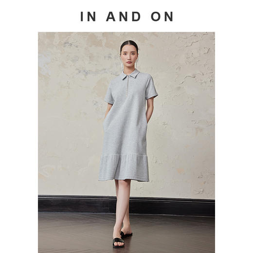 IN AND ON 都市球场 Polo领永迈小提花针织连衣裙54399 商品图2