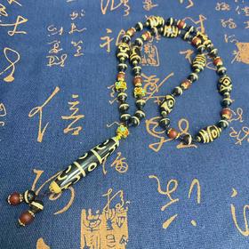 玛瑙项链【九紫-莲师除五du-地水风火空】三圆莲师多宝项链66178