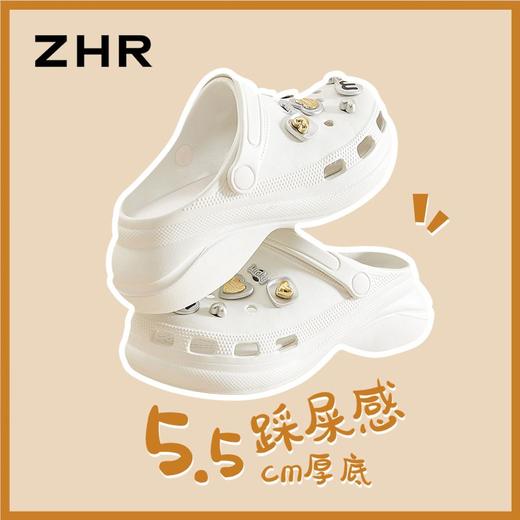 ZHR则则软底增高两穿洞洞鞋女2024新款厚底防滑包头休闲凉鞋女鞋 商品图3