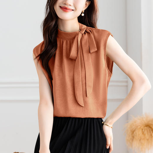 及致华丽！手抓花缎面！无袖上衣YH 商品图0