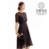 HJ2S19_漆黑色_连衣裙_春夏_复古网纱透视拼接收腰显瘦通勤气质连衣裙_高级女装_BERNIEELEN 伯妮斯茵 商品缩略图0