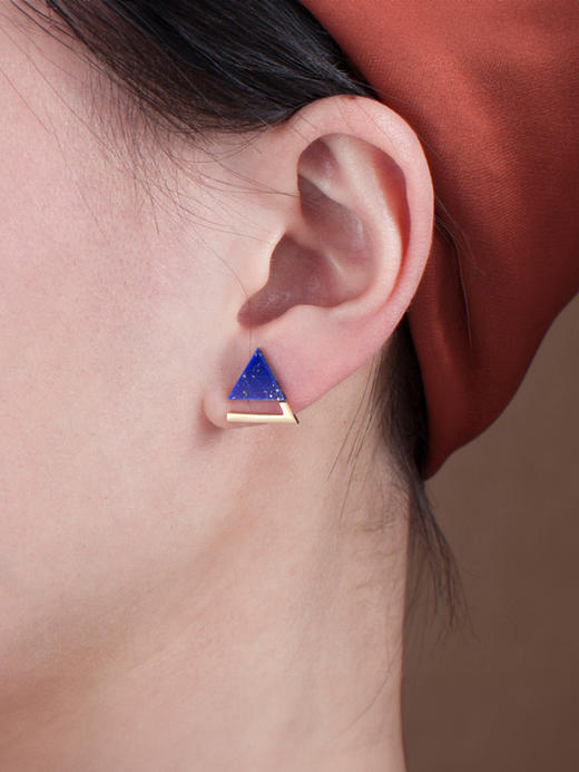 LUCINE鹿鸣珠宝 | 理想的三角形青金石耳钉设计师原创品牌18K黄金 商品图2
