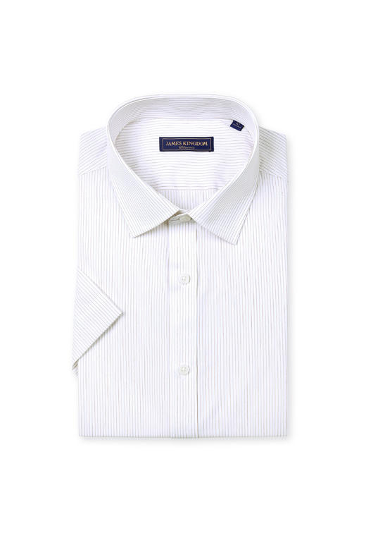 【棉混纺商务短袖   1件/99 2件/180 3件/258】占姆士男士新款条纹格纹净色多款多色休闲商务短袖衬衣 商品图5