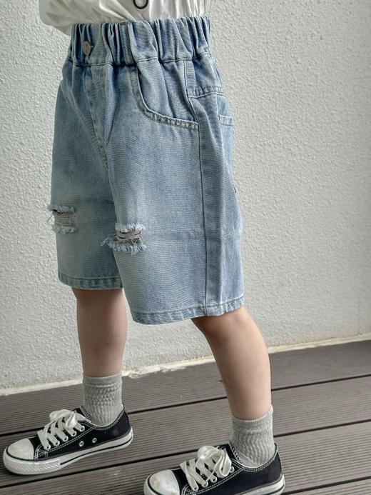【夏天的百搭单品39/条起】100-170码儿童夏季男女童破洞牛仔中裤聚 商品图1