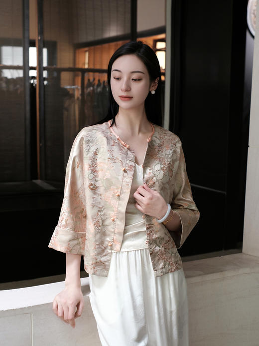盛唐婧 |真丝宋锦花罗对襟上衣 商品图4