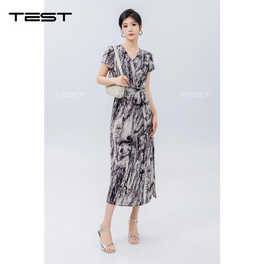 夏上新扎染水墨画修身柔软舒适连衣裙4242105 商品图0