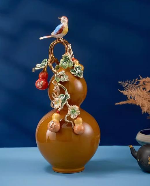 【彼达思】福禄呈祥摆件新中式玄关葫芦摆件珐琅彩工艺家居饰品 商品图0
