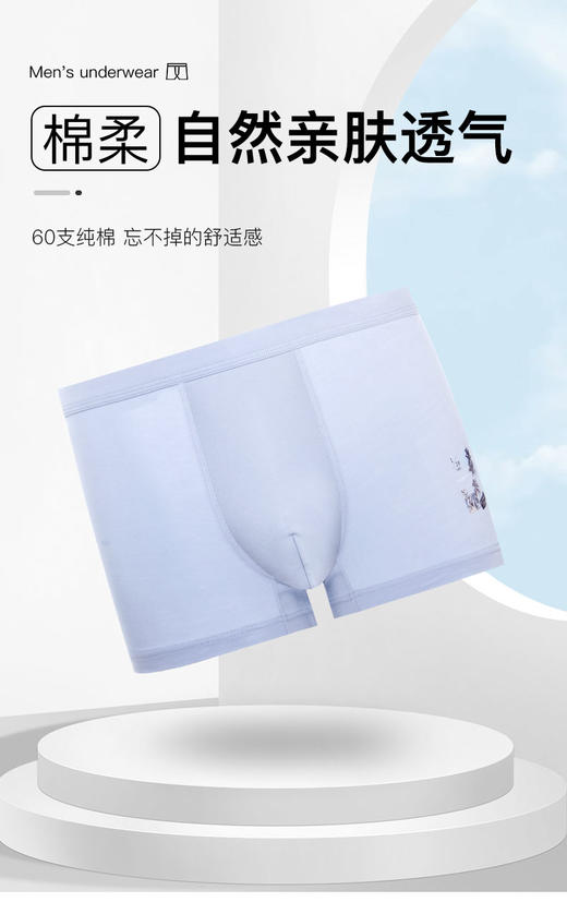 【满3件/59元】【秀黛】男棉质印花平角裤【1条】L5330018T【门店同款】【内裤非质量问题不退换】 商品图5