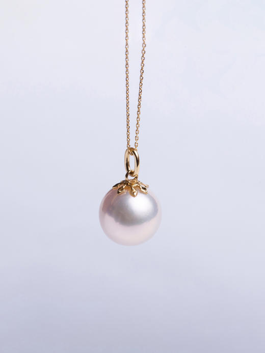 LUCINE 金铃兰18K黄金珍珠吊坠12mm母亲节礼物复古简约大气送妈妈(不含链) 商品图3