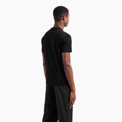 【一】EMPORIO ARMANI 阿玛尼 男士带提花徽标的平纹针织圆领短袖T恤 黑色 8N1TD2 1JGYZ 0022 商品图2