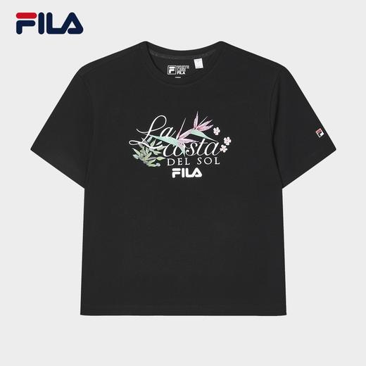 3件4折【自营】FILA/斐乐  斐乐女子针织短袖衫2024夏新款休闲简约刺绣凉感舒适T恤 F61W428106ABK 商品图0