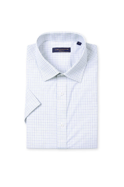 【棉混纺商务短袖   1件/99 2件/180 3件/258】占姆士男士新款条纹格纹净色多款多色休闲商务短袖衬衣 商品图2