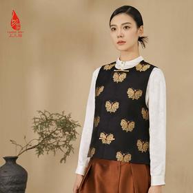 SAINTJOY/上久楷女式宋锦马甲 黑金色 DWS23070