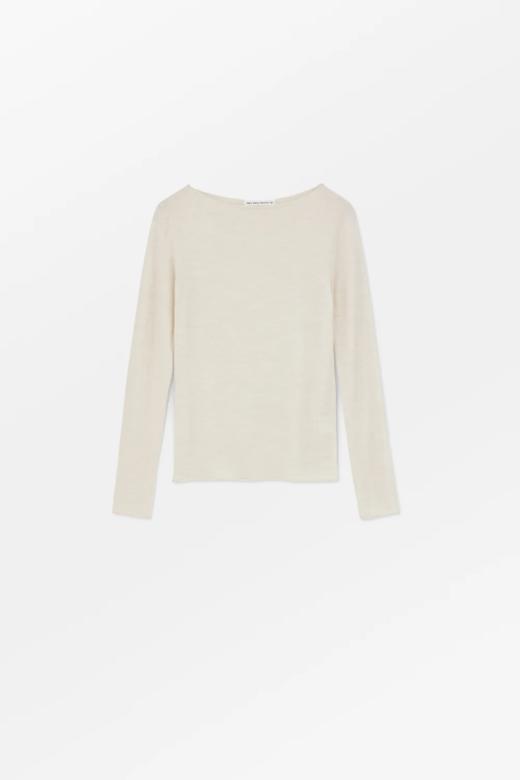 Mark Kenly Domino Tan  象牙白KOBA卷边领羊绒针织衫 商品图5