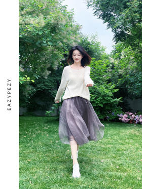 2024SS 云雾真丝欧根纱不规则半裙