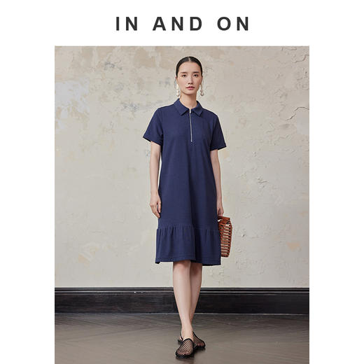 IN AND ON 都市球场 Polo领永迈小提花针织连衣裙54399 商品图4