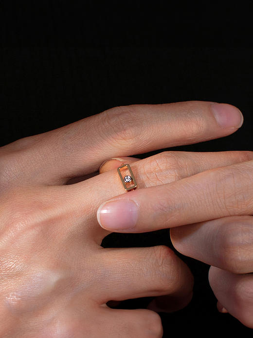 LUCINE 星芒18K黄金钻石戒指男女情侣款轻奢简约时尚原创设计 商品图3