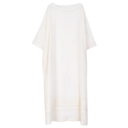 牧衣游原创 净色丝棉刺绣连衣裙-----半溪月 商品图4