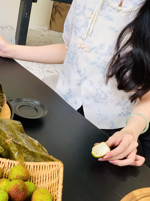 【百图lulu定制】【竹林旗袍衫】【现货】新中式 旗袍立领 盘扣 短袖衬衫 商品图4