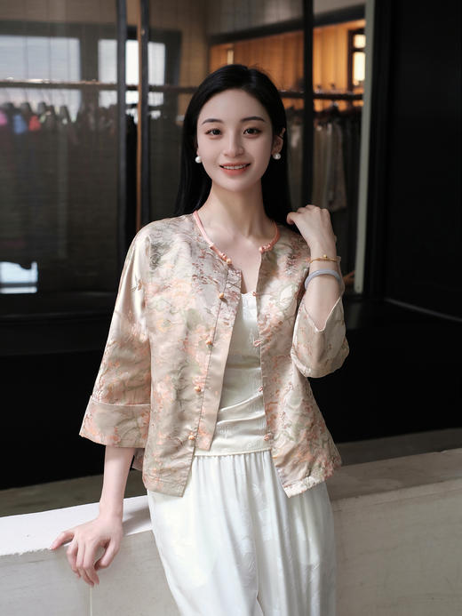 盛唐婧 |真丝宋锦花罗对襟上衣 商品图5