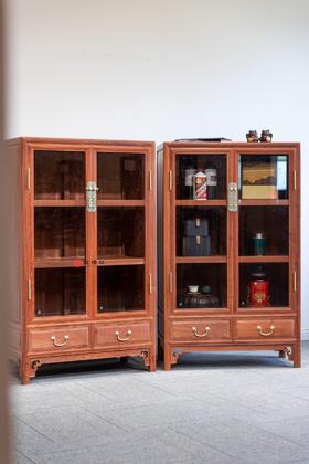 红桥红  家具严选  缅甸花梨（大果紫檀）【128明式玻璃展示柜】
