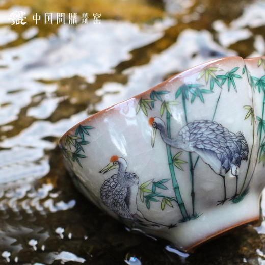 问鼎哥窑致巧款凌霜杯（竹林鹤立） 商品图3