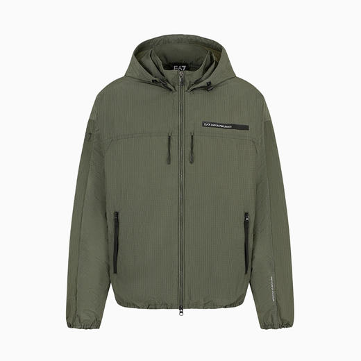 EMPORIO ARMANI EA7 阿玛尼 男士合身长袖连帽印花夹克薄外套 绿色 3DPB19 PNFVZ 1846 商品图0