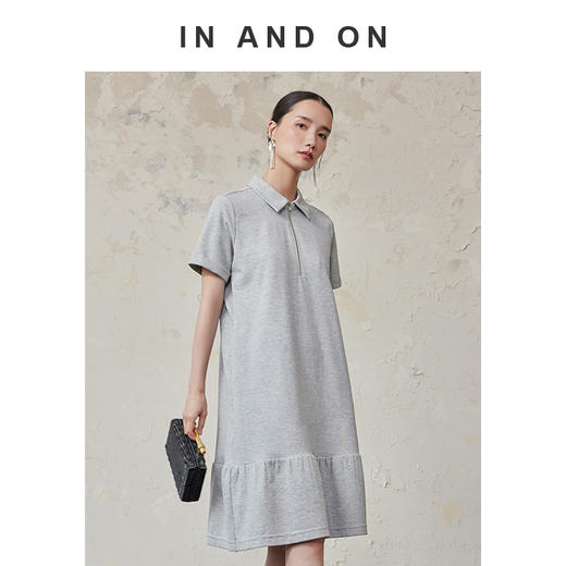 IN AND ON 都市球场 Polo领永迈小提花针织连衣裙54399 商品图1