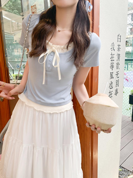 <曾小咸推荐>现货秒杀！微信超特价！【气质输出】蓝色蕾丝绑带长袖 日常119.99 立减60 秒杀59.99！短袖秒杀49.99！！ 商品图10