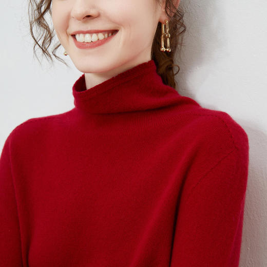 堆领螺纹纯羊毛打底衫 | 100%羊毛 无缝一线成衣 面料柔软不扎配色温柔百搭 轻盈透气舒适保暖细腻亲肤 商品图10