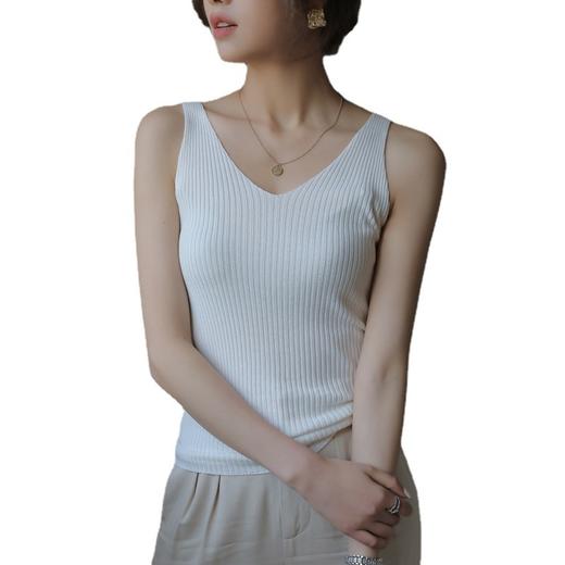吊带小背心女针织v领外穿宽松设计夏季薄款黑色修身内搭无袖上衣 商品图4