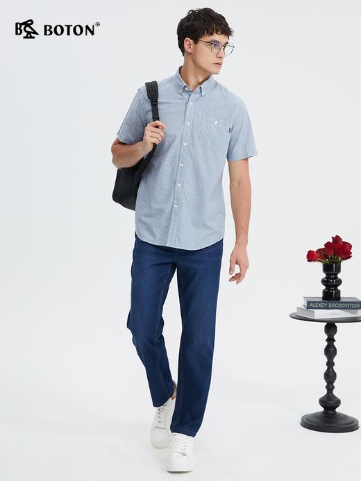 波顿男士春夏棉麻中蓝色冰凉丝牛仔裤高端美式休闲裤子ME900124 商品图2