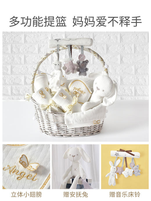 【甄选好礼 新生儿轻奢提篮】婴儿衣服新生儿礼盒套装初生刚出生满月宝宝见面礼物用品轻奢高档 商品图4