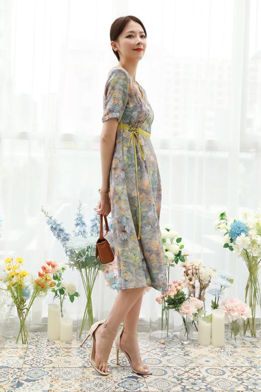 ELLA JADE 复古中国风系带碎花连衣裙 13065 商品图5