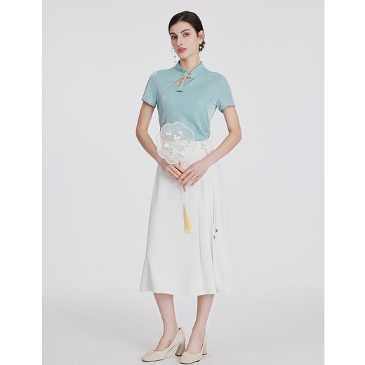 司歌国风弹力上衣立领修身套头优雅T891044X 商品图4