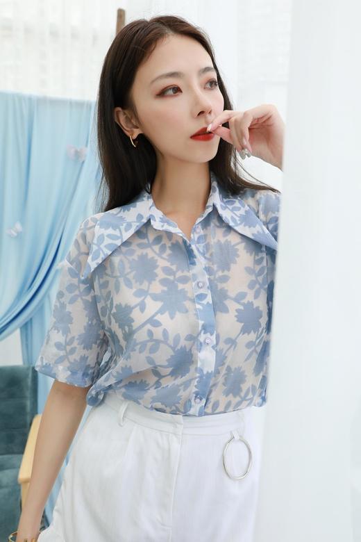 amadella 蔓藤花卉烧花复古尖领衬衫 13072 商品图2